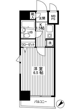 Floor plan. 1K, Price 7.8 million yen, Occupied area 18.29 sq m , Balcony area 2.08 sq m window is bright rooms in the two-sided