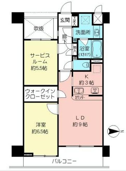 Floor plan. 1LDK + S (storeroom), Price 28.8 million yen, Occupied area 56.39 sq m , Balcony area 7.03 sq m service room can also be used as a private dining room