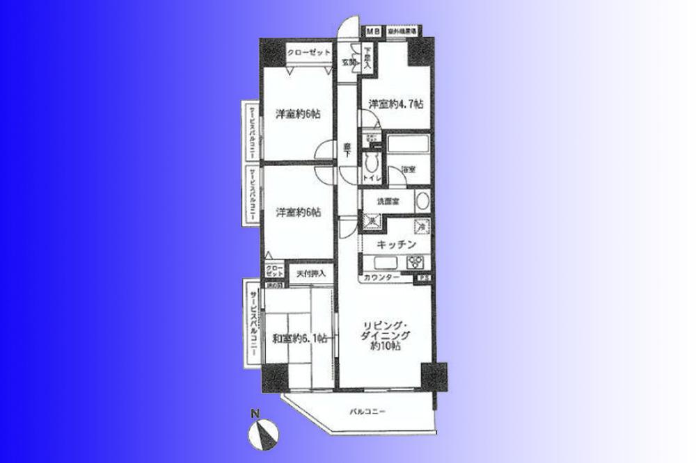 Floor plan. 4LDK, Price 36.5 million yen, Occupied area 78.12 sq m , Balcony area 8.61 sq m southwest angle room