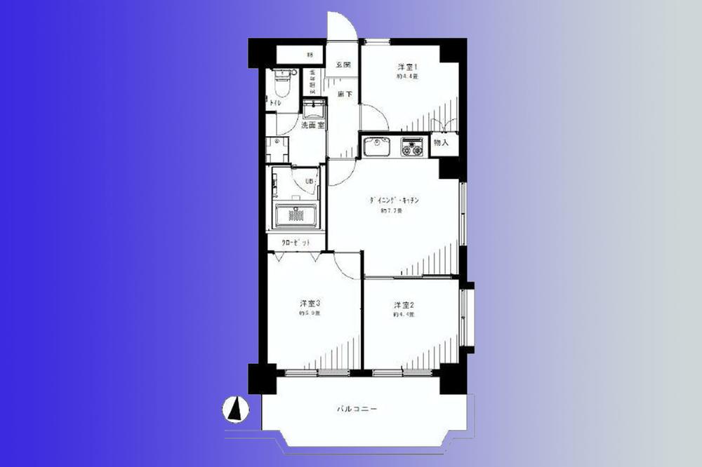 Floor plan. 3DK, Price 23.8 million yen, Footprint 50.6 sq m , On the balcony area 6.79 sq m south window, but is close to the double sash adopted »Boulevard, Outside of the sound if double sash also not worried.