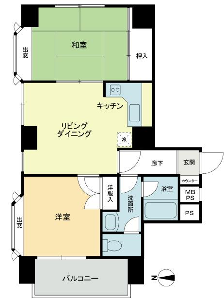 Floor plan. 2DK, Price 16.8 million yen, Occupied area 47.91 sq m , Balcony area 4.9 sq m