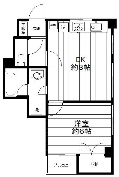 Floor plan. 1DK, Price 9.8 million yen, Occupied area 34.55 sq m , Balcony area 1.65 sq m 1DK