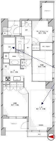 Floor plan. 2LDK+S, Price 41,800,000 yen, Occupied area 73.19 sq m , Balcony area 9.35 sq m of Mato