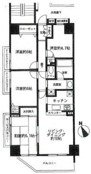 Floor plan. 4LDK, Price 36.5 million yen, Occupied area 78.12 sq m , Balcony area 8.61 sq m