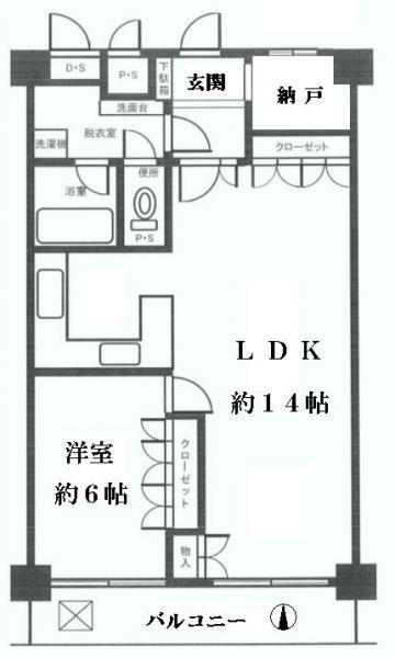 Floor plan. 1LDK, Price 22,800,000 yen, Occupied area 54.54 sq m , Balcony area 6.48 sq m