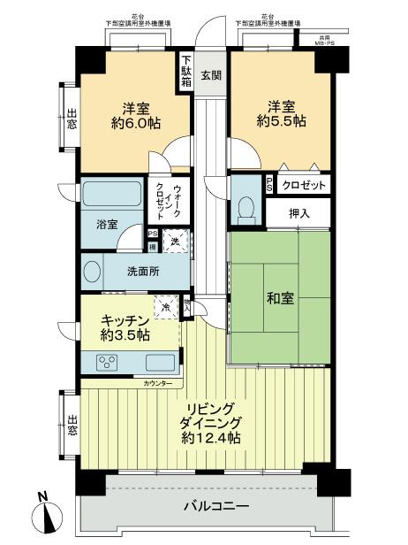Floor plan. 3LDK, Price 37,800,000 yen, Occupied area 75.04 sq m , Living room balcony area 10.21 sq m about 15.9 Pledge