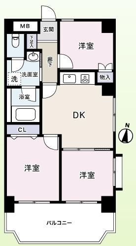 Floor plan. 3DK, Price 23.8 million yen, Footprint 50.6 sq m , Balcony area 6.79 sq m fully equipped! You can comfortably you live!