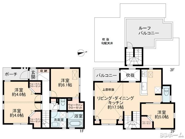 Floor plan. (D Building), Price 46,800,000 yen, 4LDK, Land area 96.49 sq m , Building area 97.5 sq m