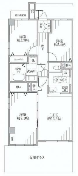 Floor plan. 3LDK, Price 27,900,000 yen, Occupied area 69.71 sq m