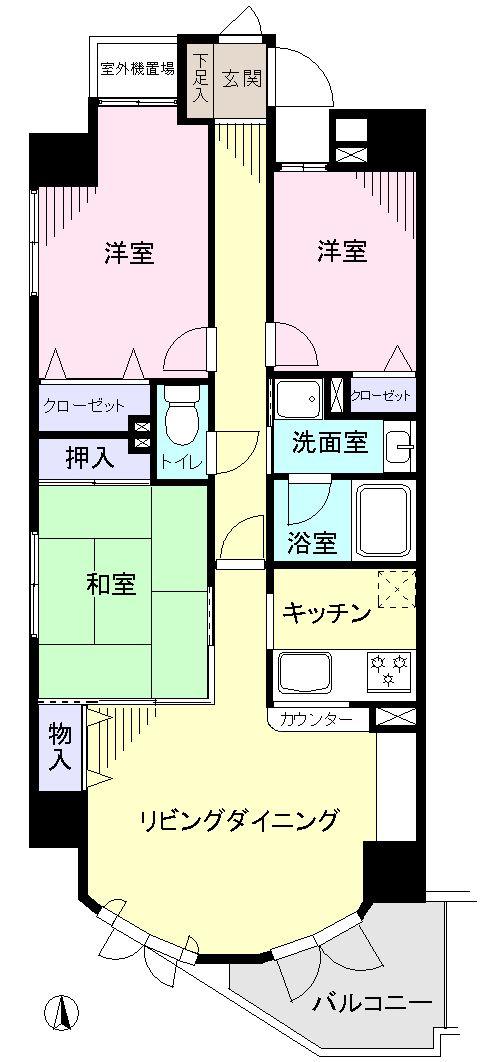 Floor plan. 3LDK, Price 32,800,000 yen, Occupied area 70.85 sq m , Balcony area 6.11 sq m