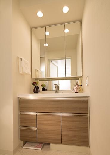 Bathing-wash room.  [Powder Room] Dresser has pursued a commitment ease of use and ease of storage and care.