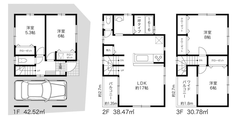 Floor plan. (1 Building), Price 52,800,000 yen, 4LDK, Land area 67.05 sq m , Building area 111.77 sq m