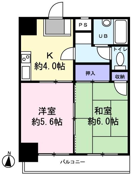 Floor plan. 2K, Price 11.9 million yen, Occupied area 34.02 sq m , Balcony area 5.9 sq m
