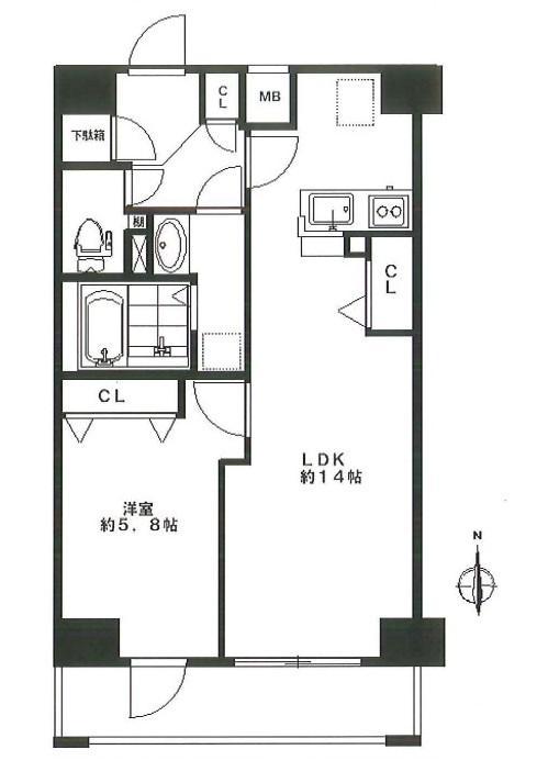 Floor plan. 1LDK, Price 29,800,000 yen, Occupied area 46.12 sq m , Balcony area 6.15 sq m