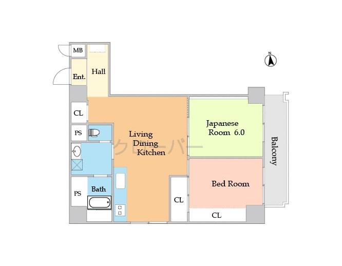 Floor plan. 2LDK, Price 26,800,000 yen, Footprint 60.6 sq m , Balcony area 6.38 sq m