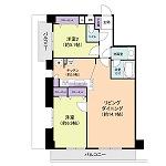 Floor plan. 2LDK, Price 36.5 million yen, Occupied area 63.94 sq m , Balcony area 8.51 sq m   ◆ Two-sided lighting corner dwelling unit  ◆ Wide balcony between a population of about 6.4m  ◆ All rooms flooring & window with  ◆ 2009 July Cross ・ Water around like renovation completed