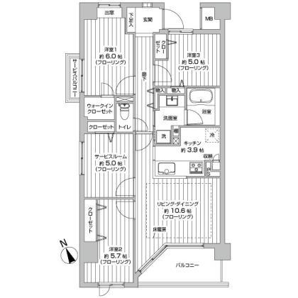 Floor plan. 3LDK + S (storeroom), Price 35,900,000 yen, Occupied area 81.64 sq m , Balcony area 7.2 sq m