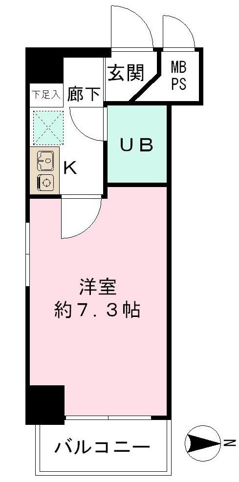 Floor plan. Price 9.5 million yen, Footprint 19.3 sq m , Balcony area 2.65 sq m