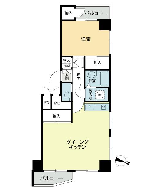 Floor plan. 1LDK, Price 17.8 million yen, Footprint 48.3 sq m , Balcony area 5.4 sq m