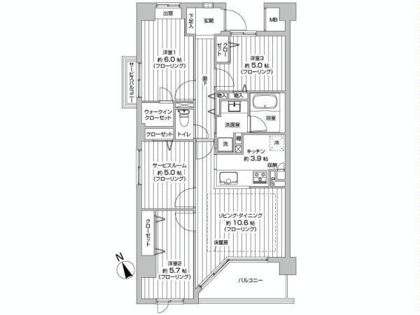 Floor plan. 3LDK+S, Price 35,900,000 yen, Occupied area 81.64 sq m , Balcony area 7.2 sq m of Mato