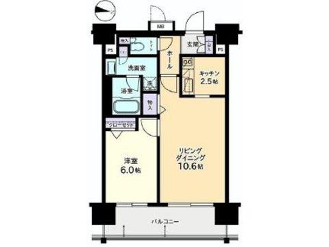 Floor plan. 1LDK, Price 33,800,000 yen, Footprint 46.4 sq m , Balcony area 9.28 sq m Floor