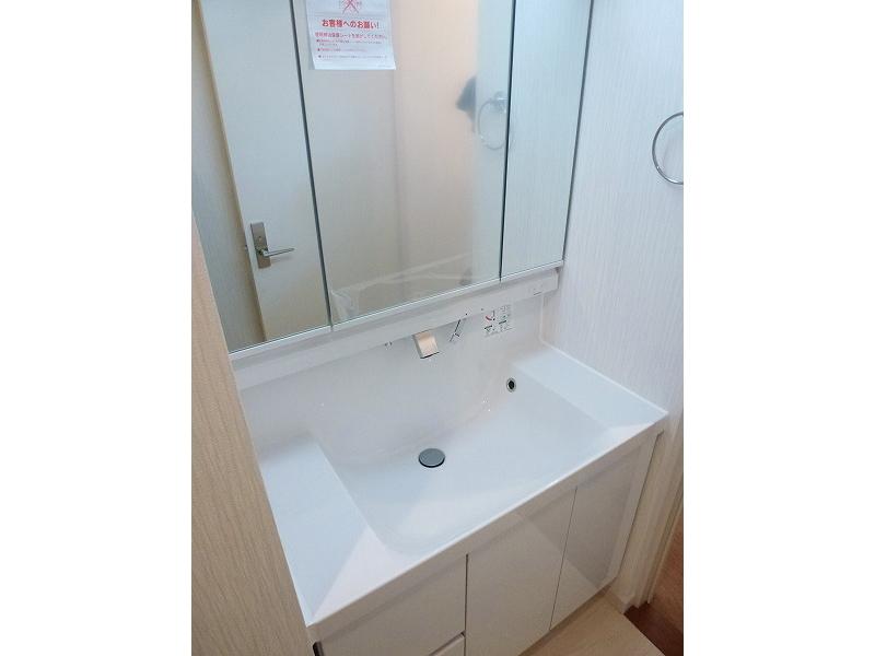 Wash basin, toilet. Washroom