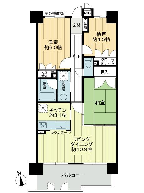 Floor plan. 2LDK + S (storeroom), Price 21,980,000 yen, Footprint 65.4 sq m , Balcony area 10 sq m