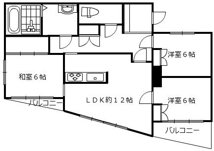 Floor plan. 3LDK, Price 32,800,000 yen, Occupied area 63.45 sq m , Balcony area 6.8 sq m