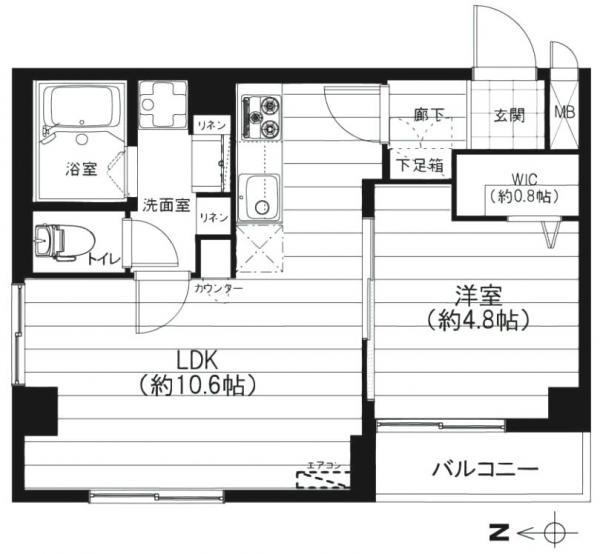 Floor plan. 1LDK, Price 12.9 million yen, Occupied area 38.09 sq m , Balcony area 2.01 sq m