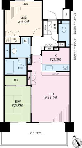 Floor plan. 2LDK, Price 28.5 million yen, Footprint 60.4 sq m , Balcony area 12 sq m
