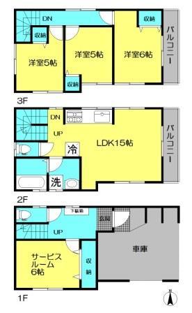 Floor plan. (1 Building), Price 43,800,000 yen, 3LDK+S, Land area 60 sq m , Building area 110.12 sq m