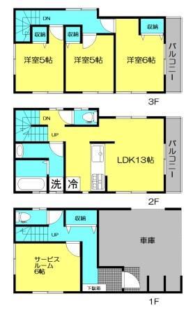 Floor plan. (4 Building), Price 43,800,000 yen, 3LDK+S, Land area 60 sq m , Building area 110.53 sq m