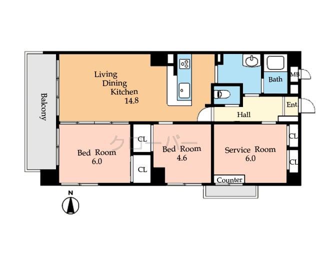 Floor plan. 2LDK+S, Price 38,800,000 yen, Occupied area 69.39 sq m , Balcony area 8.07 sq m