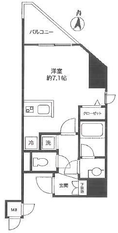 Floor plan. Price 22,750,000 yen, Occupied area 25.28 sq m , Balcony area 2.9 sq m