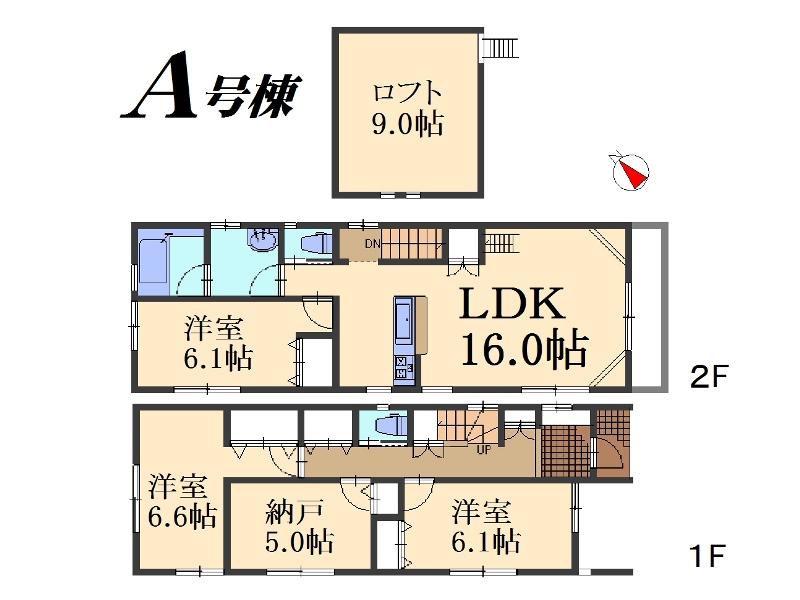 Floor plan. (A Building), Price 43,800,000 yen, 3LDK+S, Land area 84.68 sq m , Building area 98.95 sq m