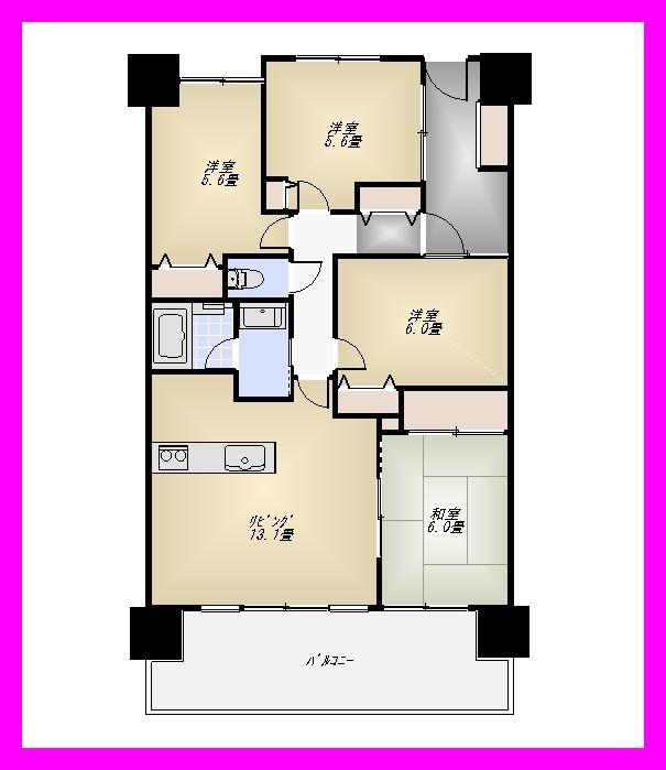 Floor plan. 4LDK, Price 39,800,000 yen, Occupied area 76.11 sq m , Balcony area 15.01 sq m
