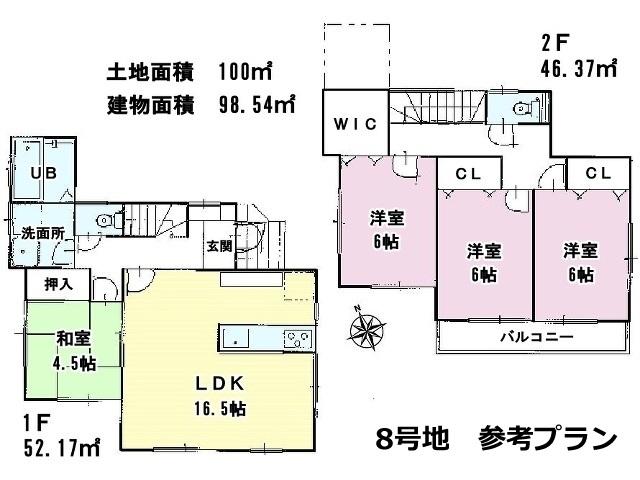 Compartment figure. Land price 34,200,000 yen, Land area 100 sq m