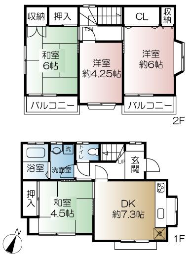 Floor plan. 22 million yen, 4DK, Land area 86.15 sq m , Building area 69.04 sq m