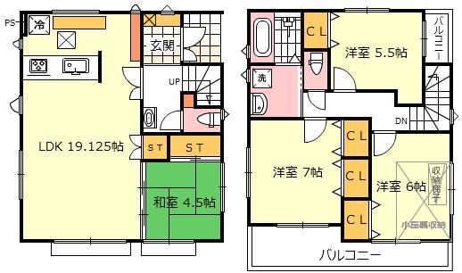 Floor plan. (Building 2), Price 37,800,000 yen, 4LDK, Land area 115.04 sq m , Building area 97.8 sq m