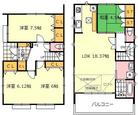 Floor plan. (12 Building), Price 37,800,000 yen, 3LDK, Land area 115.05 sq m , Building area 97.2 sq m