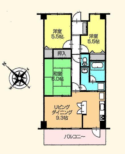 Floor plan. 3LDK, Price 14.5 million yen, Occupied area 68.31 sq m , Balcony area 11.34 sq m floor plan