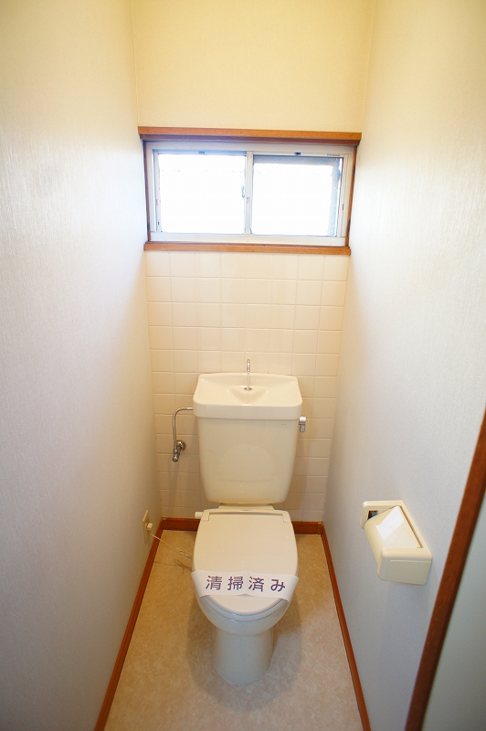 Toilet. With so window bright toilet