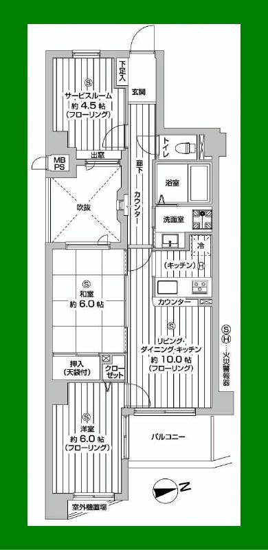 Floor plan. 3LDK, Price 23,990,000 yen, Occupied area 59.26 sq m , Balcony area 5.55 sq m
