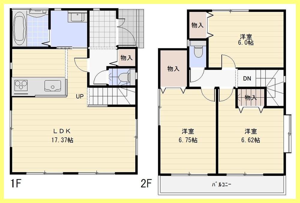 Floor plan. (1 Building), Price 33,800,000 yen, 3LDK, Land area 82.62 sq m , Building area 87.35 sq m