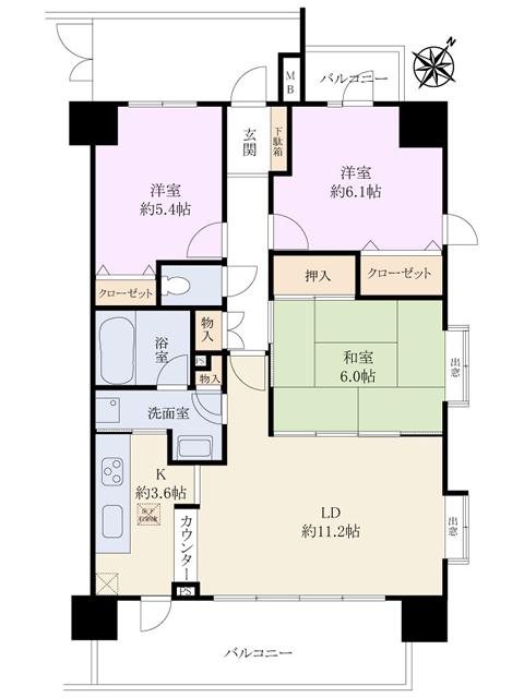 Floor plan. 3LDK, Price 22 million yen, Footprint 71 sq m , Balcony area 13.89 sq m Queen City Tachikawa Rio Frente Anero Floor