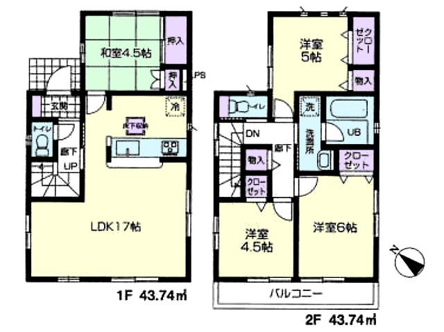 Floor plan. (1 Building), Price 30,800,000 yen, 4LDK, Land area 100.11 sq m , Building area 87.48 sq m