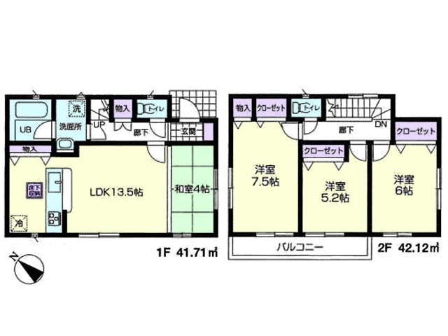 Floor plan. (7 Building), Price 29,800,000 yen, 4LDK, Land area 101.21 sq m , Building area 83.83 sq m
