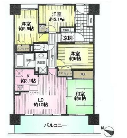 Floor plan. 4LDK, Price 39,800,000 yen, Occupied area 76.11 sq m , Balcony area 15.01 sq m