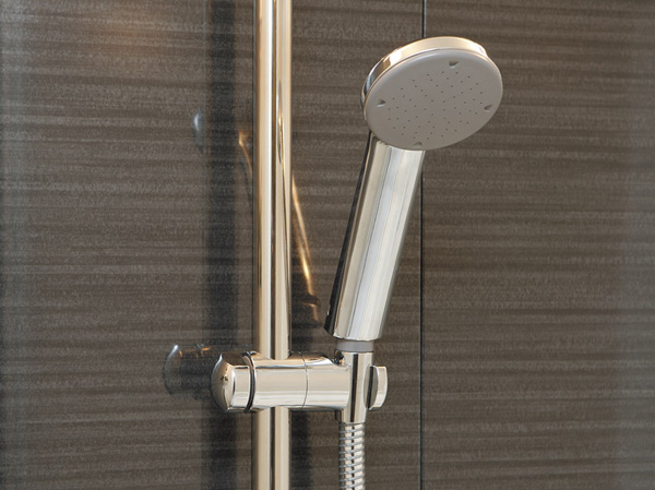 Bathing-wash room.  [Shower slide bar] According to the people and the attitude to use, Shower slide bar height and angle can be adjusted. Also the shower head is very convenient in the three-stage switchable.