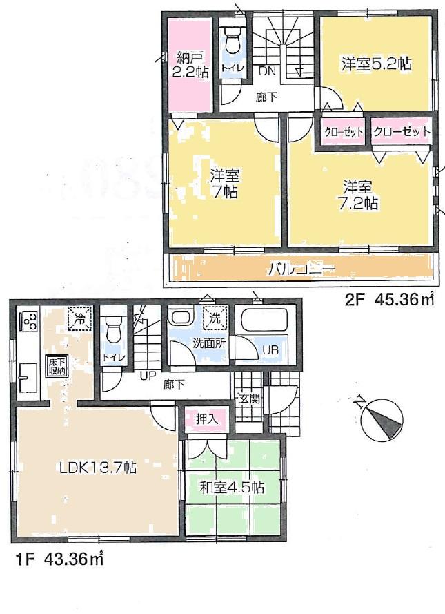 Floor plan. (3 Building), Price 32,800,000 yen, 4LDK+S, Land area 100.06 sq m , Building area 90.72 sq m